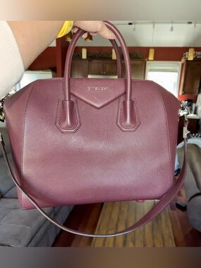 Givenchy Medium Antigona Bag Oxblood Leather Satchel Tote Shoulder Bag